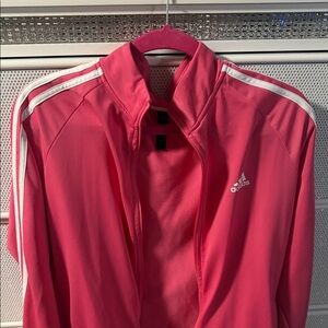 adidas Women’s Hot Pink Track Jacket with White Stripes